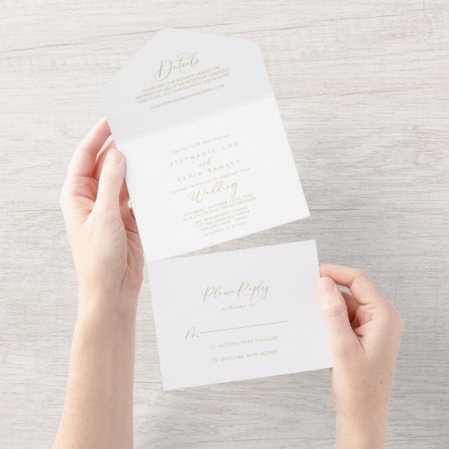 Casamento Dourado de caligrafia Na moda em Idyllic (Aba destacável)