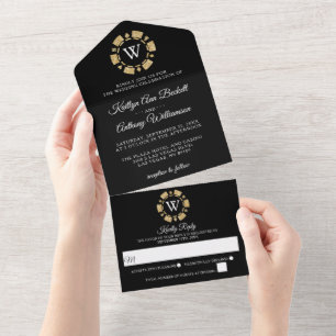 Casamento Dourado de Chip Casino do Poker do Monog