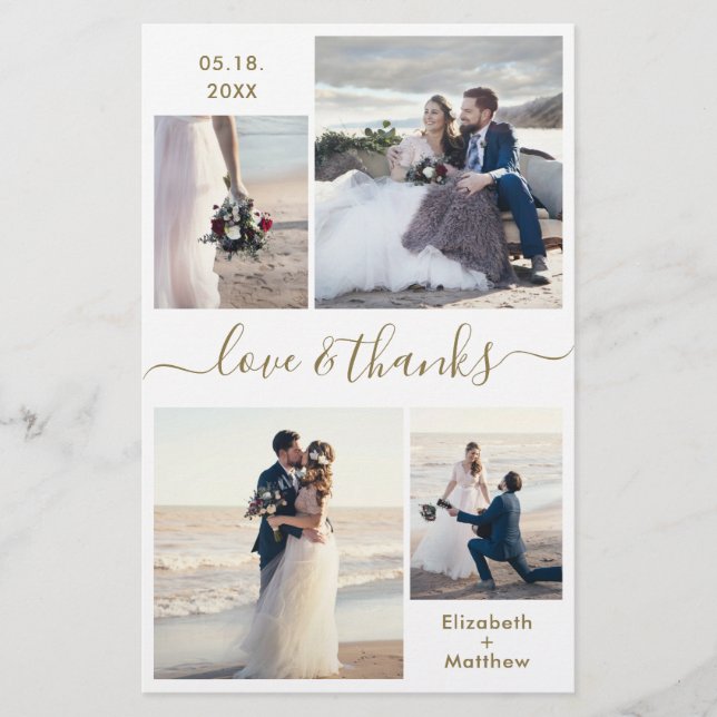 Casamento Dourado de Colagem Branca Obrigado Flyer (Frente)