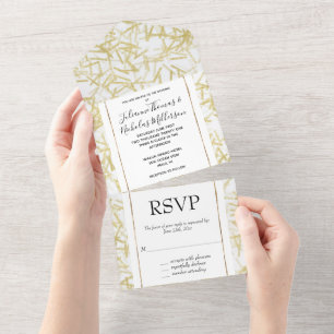 Casamento Dourado de Confetti Branca com Glitzy