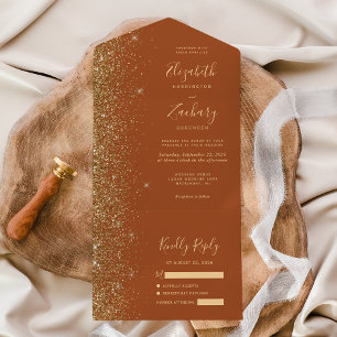 Casamento Dourado de Glitter do Modern Terracotta