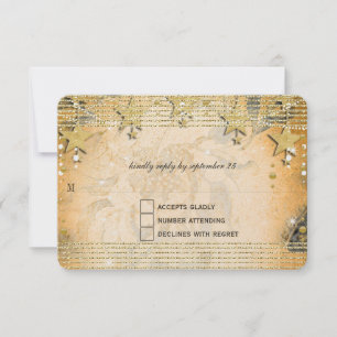 Casamento Dourado de Heirloom Rosa sob a RSVP de E