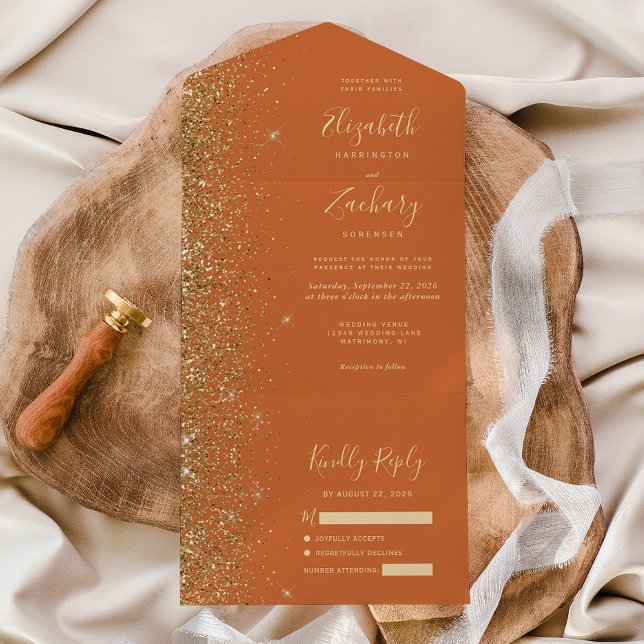 Casamento Dourado de Leve Laranja Moderno Queimado (Criador carregado)