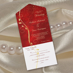 Casamento Dourado de Modelo de Foto Vermelho Escur