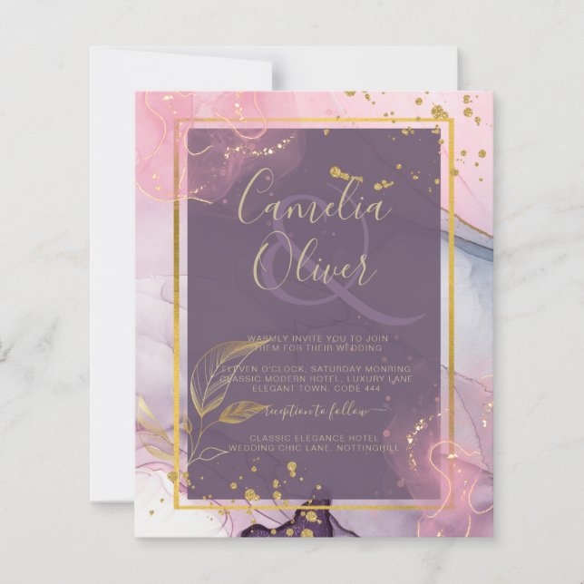 Casamento Dourado de Múrpura Roxo de Lavanda LeahG (Frente)