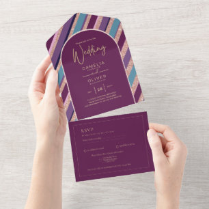 Casamento Dourado de Rosa de Turquesa Roxo de Pale