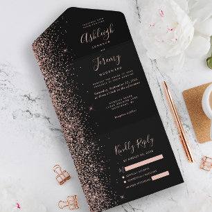 Casamento Dourado de Rosa preto moderno