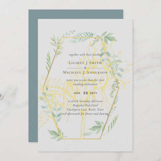 Casamento Dourado de Sage, Greenery Sage (Frente/Verso)