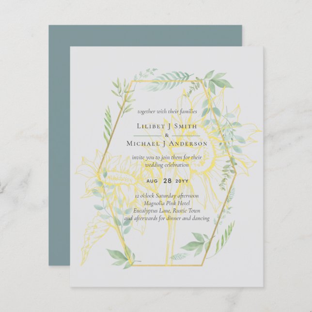 Casamento Dourado de Sage, Greenery Sage (Frente/Verso)