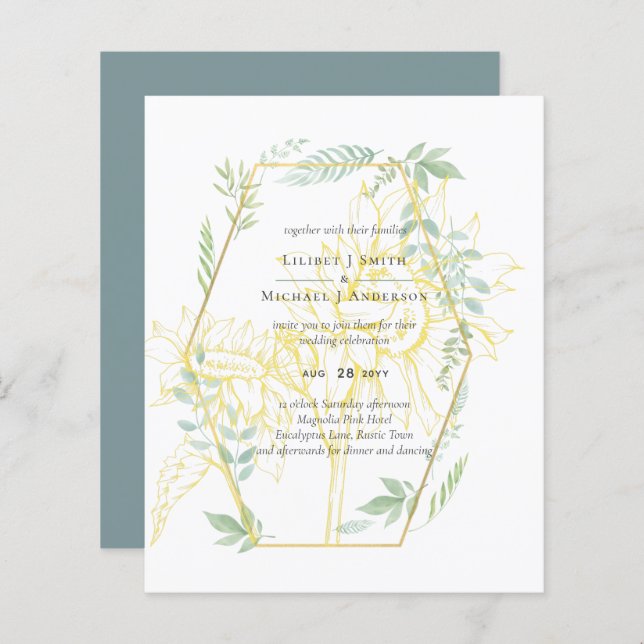 Casamento Dourado de Sage, Greenery Sage (Frente/Verso)