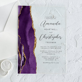 Casamento Dourado de Script Moderno de Agato Roxo