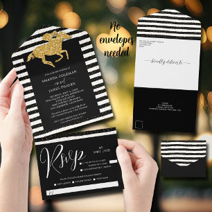 Casamento Dourado de Stripes Brancas Negras