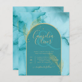 Casamento Dourado de Teal Turquoise Oceânica