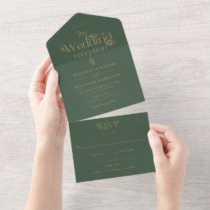 Casamento Dourado de Tipografia Verde Elegante