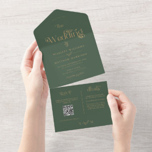 Casamento Dourado de Tipografia Verde Elegante