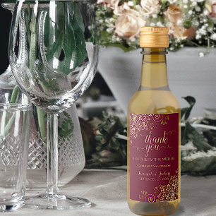 Casamento Dourado e Maroon Burgundy Obrigado Mini