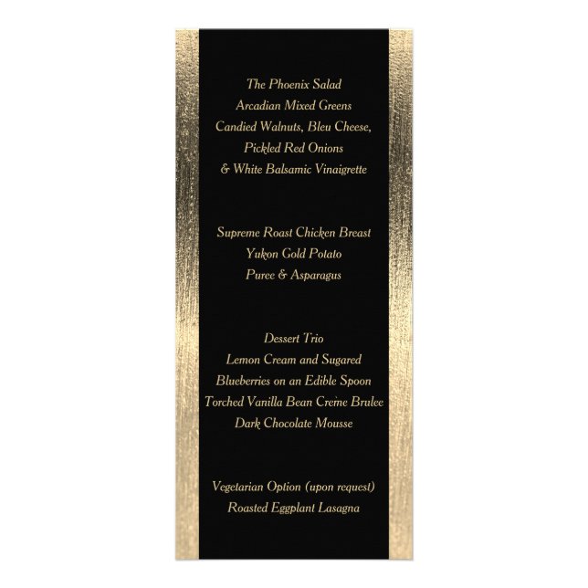 Casamento Dourado e negro elegante - Menu (Verso)