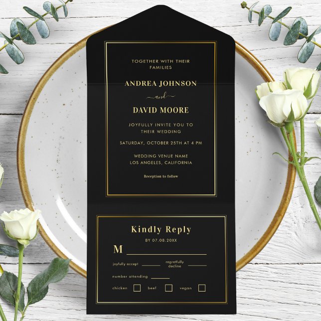 Casamento Dourado e negro minimalista (Criador carregado)