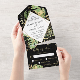 Casamento Dourado e preto tropical elegante