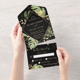 Casamento Dourado e preto tropical elegante