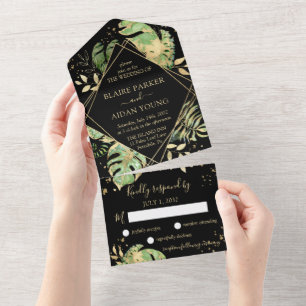 Casamento Dourado e preto tropical elegante