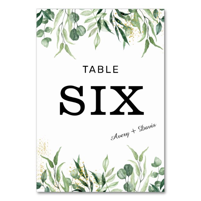 Casamento Dourado e Verde para o Cartão de Número  (Frente)