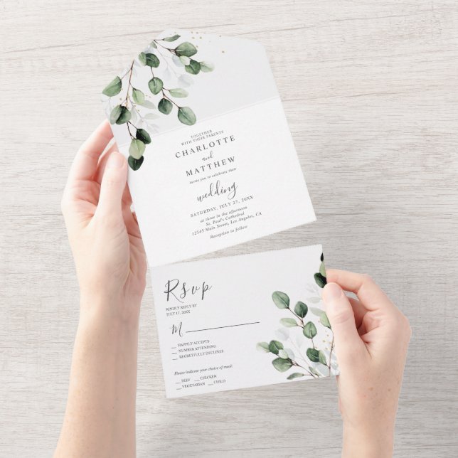 Casamento Dourado Elegante Eucalyptus (Aba destacável)