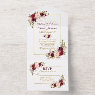 Casamento Dourado Floral de Berurgundy