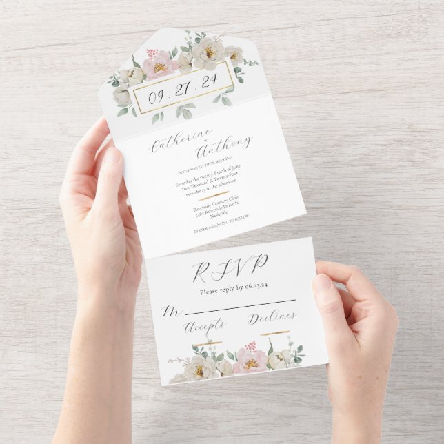 Casamento Dourado Floral Moderno (Aba destacável)