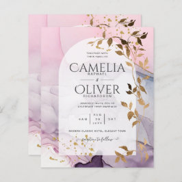 Casamento Dourado Rosa Rosa Púrpura de Mão-de-Tint