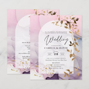 Casamento Dourado Rosa Rosa Púrpura de Mão-de-Tint