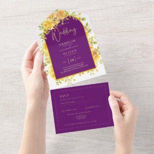 Casamento Dourado Roxo Púrpura da Magenta Amarela