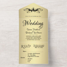 Casamento Dourado Simples e Preto Trifold w Rsvp