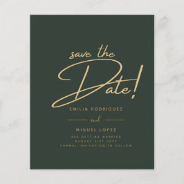 Casamento Dourado Verde Salve Cartões de Data