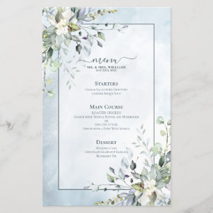 Casamento Dusty Blue Botanical Greenery Watercolor