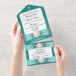 Casamento e RSVP de Fita de Teal Pearl