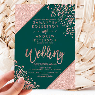 Casamento econômico com glitter de ouro rosa e con