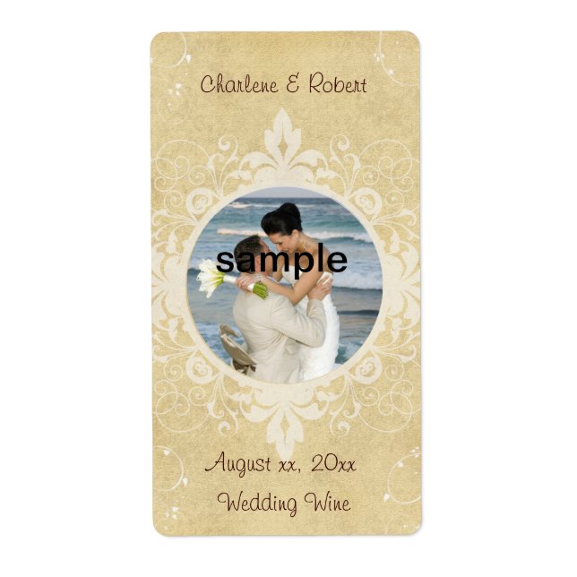 Casamento Elegante Adicionar Sua Etiqueta De Vinho (Frente)