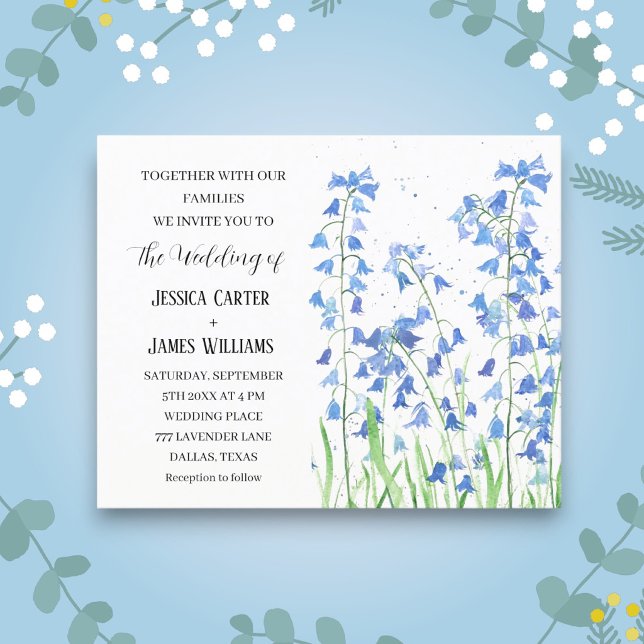 Casamento Elegante Azul Floral Azul (Criador carregado)