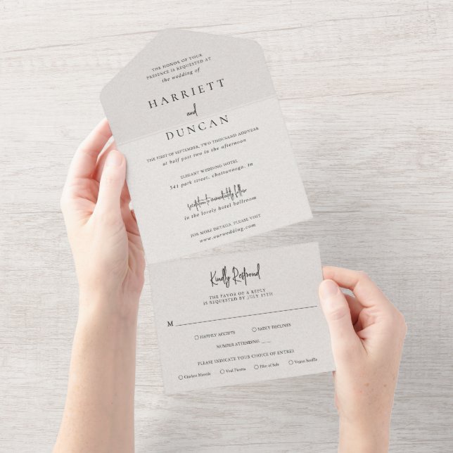 Casamento Elegante Bege Atemporal (Aba destacável)