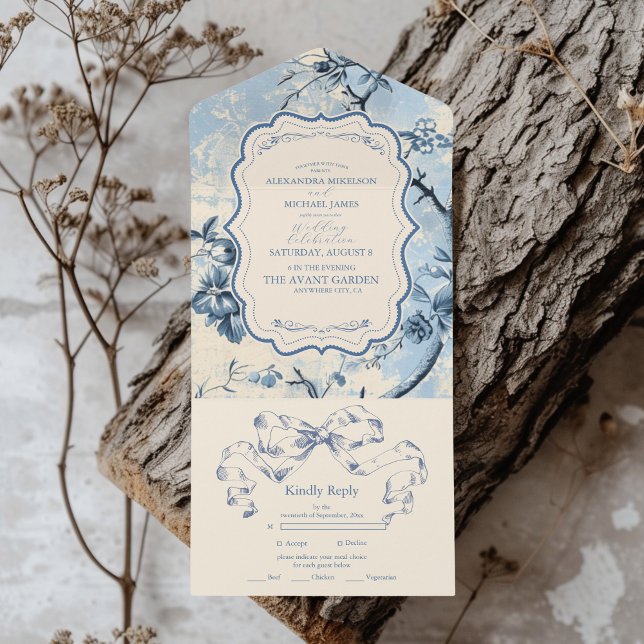 Casamento Elegante Blue Toile De Jouy (Criador carregado)