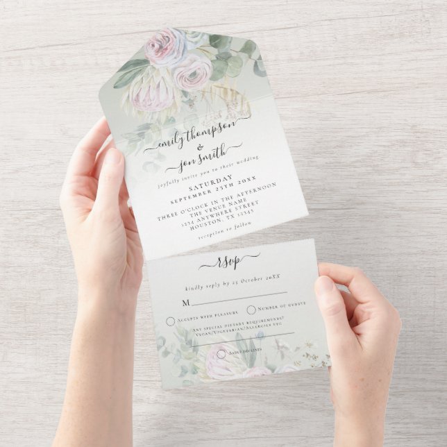 Casamento Elegante Boho Florals Eucalyptus Sage (Tearaway)