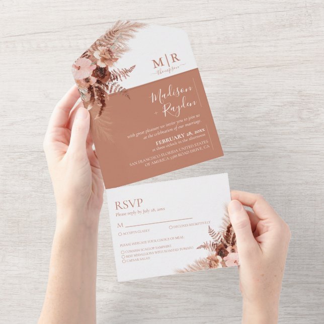 Casamento Elegante Boho Terracotta Pampas (Tearaway)