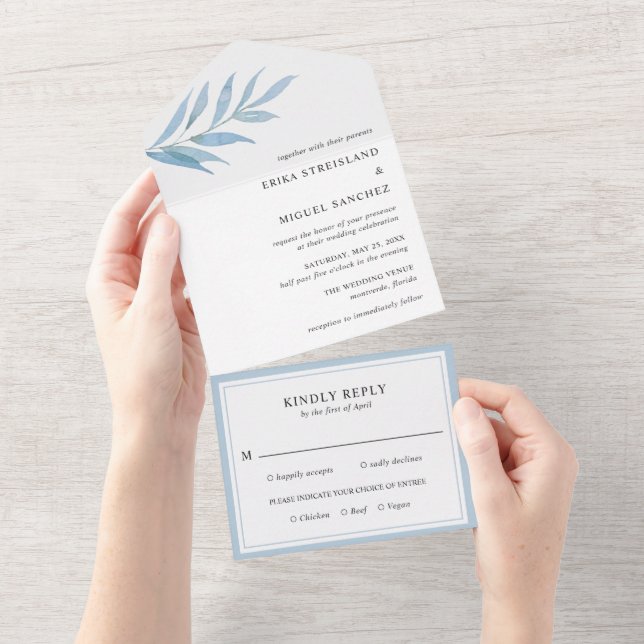 Casamento Elegante Botânico Rustic Dusty Blue (Tearaway)