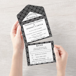 Casamento Elegante Chic Padrão Branco e Preto