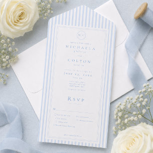 Casamento Elegante Clássico com Listra Azul e Mono
