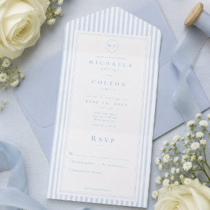 Casamento Elegante Clássico com Listra Azul e Mono