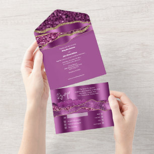 Casamento elegante com marmoras de ouro roxo