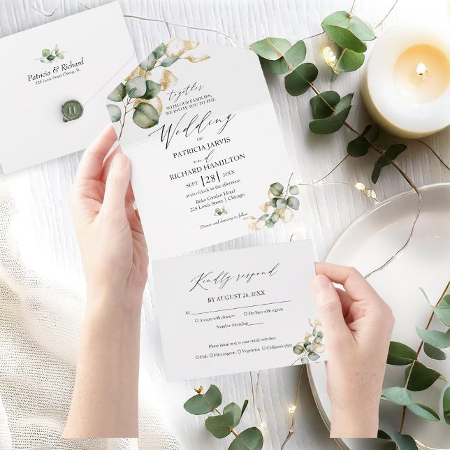 Casamento Elegante com Verde e Dourado (Criador carregado)