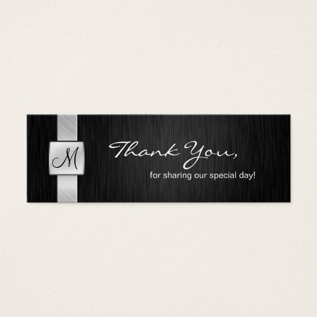 Casamento Elegante de Black & Silver Obrigado Etiq (Frente)